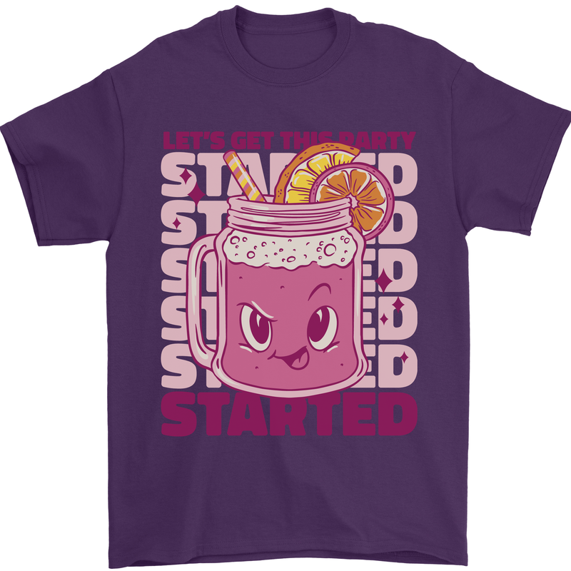 Party Started Alcohol Beer Hen Doo Stag Do Mens T-Shirt 100% Cotton Purple