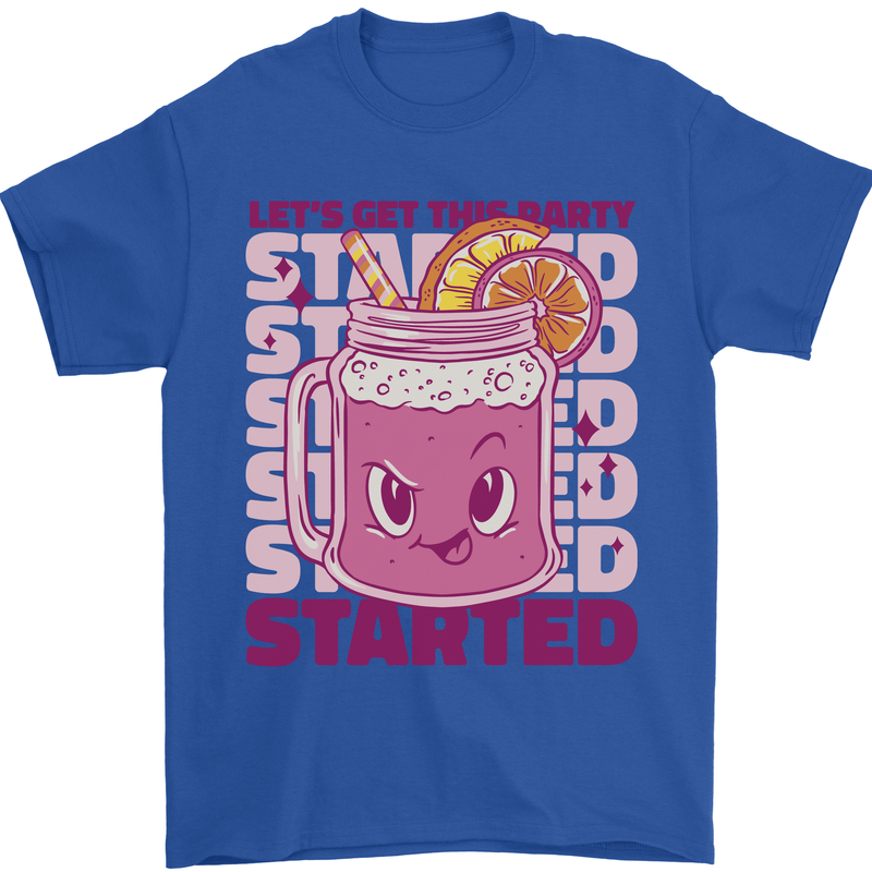 Party Started Alcohol Beer Hen Doo Stag Do Mens T-Shirt 100% Cotton Royal Blue