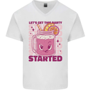 Party Started Alcohol Beer Hen Doo Stag Do Mens V-Neck Cotton T-Shirt White