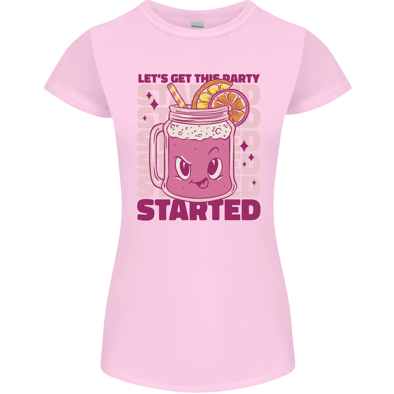 Party Started Alcohol Beer Hen Doo Stag Do Womens Petite Cut T-Shirt Light Pink