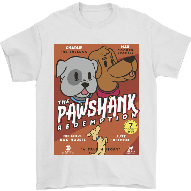 Pawshank Redemtion Funny Dog Parody Mens T-Shirt 100% Cotton White
