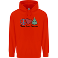 Peace Love Christmas Xmas Childrens Kids Hoodie Bright Red