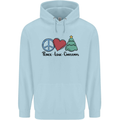 Peace Love Christmas Xmas Childrens Kids Hoodie Light Blue