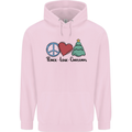 Peace Love Christmas Xmas Childrens Kids Hoodie Light Pink