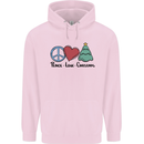 Peace Love Christmas Xmas Childrens Kids Hoodie Light Pink