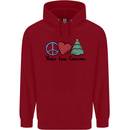Peace Love Christmas Xmas Childrens Kids Hoodie Red
