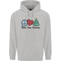 Peace Love Christmas Xmas Childrens Kids Hoodie Sports Grey