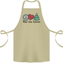 Peace Love Christmas Xmas Cotton Apron 100% Organic Khaki