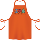 Peace Love Christmas Xmas Cotton Apron 100% Organic Orange