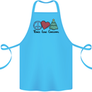 Peace Love Christmas Xmas Cotton Apron 100% Organic Turquoise