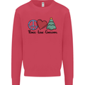 Peace Love Christmas Xmas Kids Sweatshirt Jumper Heliconia