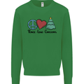 Peace Love Christmas Xmas Kids Sweatshirt Jumper Irish Green