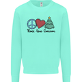 Peace Love Christmas Xmas Kids Sweatshirt Jumper Peppermint