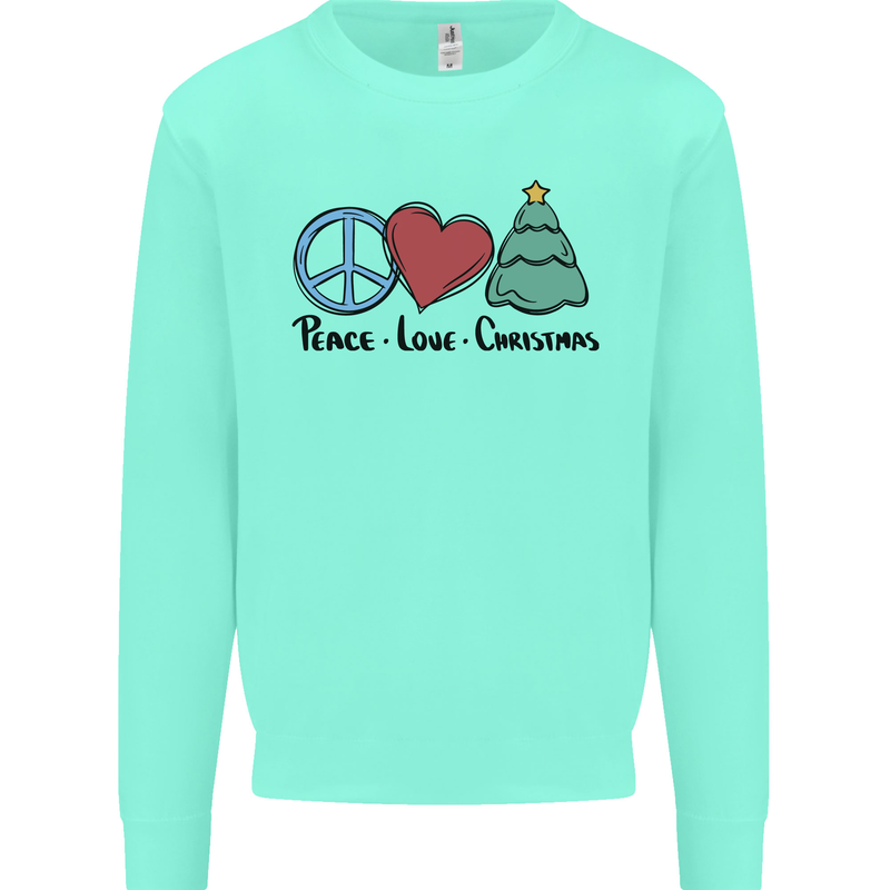 Peace Love Christmas Xmas Kids Sweatshirt Jumper Peppermint