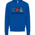 Peace Love Christmas Xmas Kids Sweatshirt Jumper Royal Blue