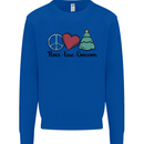 Peace Love Christmas Xmas Kids Sweatshirt Jumper Royal Blue