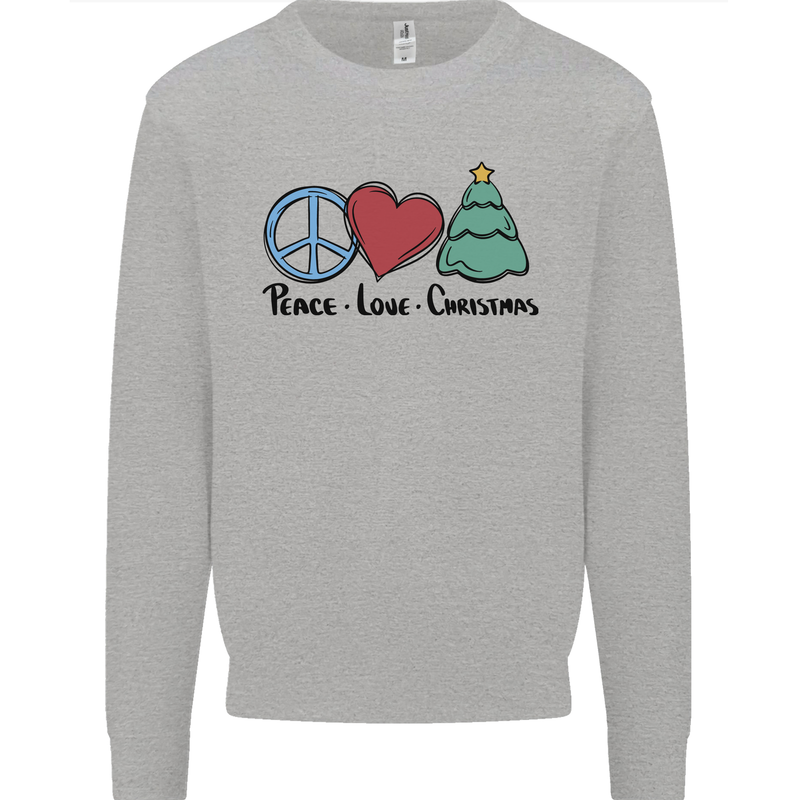 Peace Love Christmas Xmas Kids Sweatshirt Jumper Sports Grey