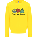 Peace Love Christmas Xmas Kids Sweatshirt Jumper Yellow