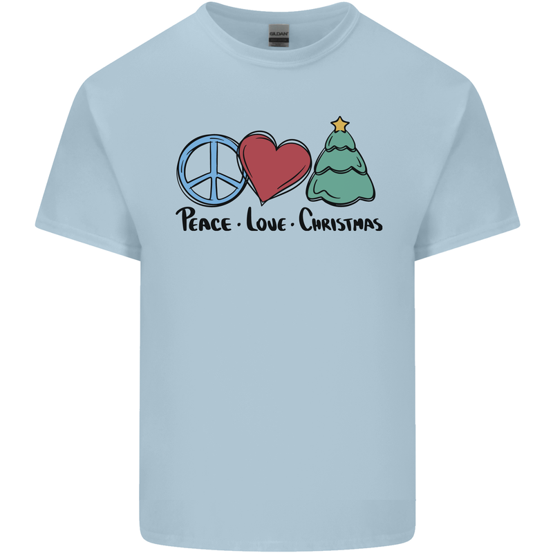 Peace Love Christmas Xmas Kids T-Shirt Childrens Light Blue
