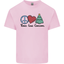 Peace Love Christmas Xmas Kids T-Shirt Childrens Light Pink