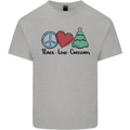 Peace Love Christmas Xmas Kids T-Shirt Childrens Sports Grey