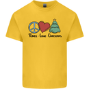 Peace Love Christmas Xmas Kids T-Shirt Childrens Yellow
