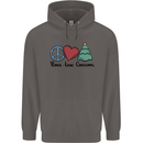 Peace Love Christmas Xmas Mens 80% Cotton Hoodie Charcoal