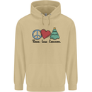 Peace Love Christmas Xmas Mens 80% Cotton Hoodie Sand
