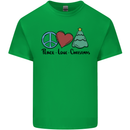 Peace Love Christmas Xmas Mens Cotton T-Shirt Tee Top Irish Green