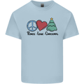 Peace Love Christmas Xmas Mens Cotton T-Shirt Tee Top Light Blue