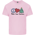 Peace Love Christmas Xmas Mens Cotton T-Shirt Tee Top Light Pink