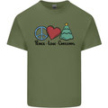 Peace Love Christmas Xmas Mens Cotton T-Shirt Tee Top Military Green