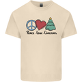 Peace Love Christmas Xmas Mens Cotton T-Shirt Tee Top Natural
