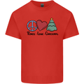Peace Love Christmas Xmas Mens Cotton T-Shirt Tee Top Red
