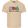 Peace Love Christmas Xmas Mens Cotton T-Shirt Tee Top Sand