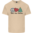 Peace Love Christmas Xmas Mens Cotton T-Shirt Tee Top Sand