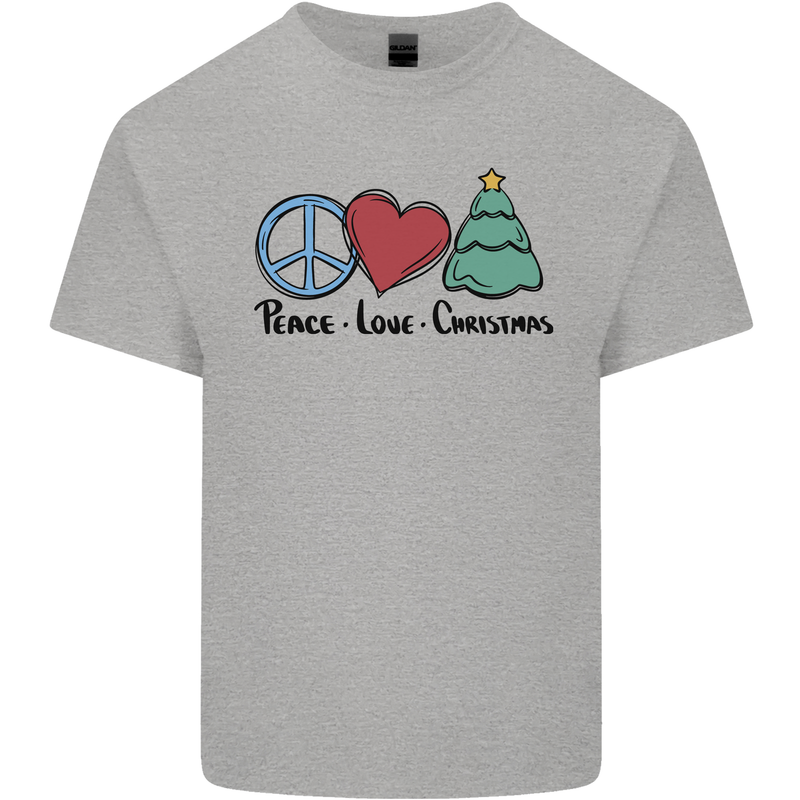 Peace Love Christmas Xmas Mens Cotton T-Shirt Tee Top Sports Grey