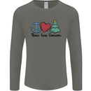 Peace Love Christmas Xmas Mens Long Sleeve T-Shirt Charcoal