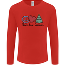 Peace Love Christmas Xmas Mens Long Sleeve T-Shirt Red