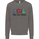Peace Love Christmas Xmas Mens Sweatshirt Jumper Charcoal