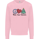 Peace Love Christmas Xmas Mens Sweatshirt Jumper Light Pink