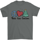 Peace Love Christmas Xmas Mens T-Shirt 100% Cotton Charcoal