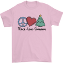 Peace Love Christmas Xmas Mens T-Shirt 100% Cotton Light Pink