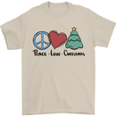 Peace Love Christmas Xmas Mens T-Shirt 100% Cotton Sand