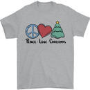 Peace Love Christmas Xmas Mens T-Shirt 100% Cotton Sports Grey
