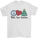 Peace Love Christmas Xmas Mens T-Shirt 100% Cotton White