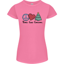 Peace Love Christmas Xmas Womens Petite Cut T-Shirt Azalea