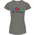 Peace Love Christmas Xmas Womens Petite Cut T-Shirt Charcoal