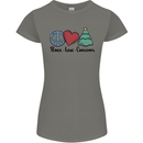 Peace Love Christmas Xmas Womens Petite Cut T-Shirt Charcoal
