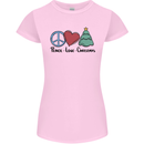 Peace Love Christmas Xmas Womens Petite Cut T-Shirt Light Pink